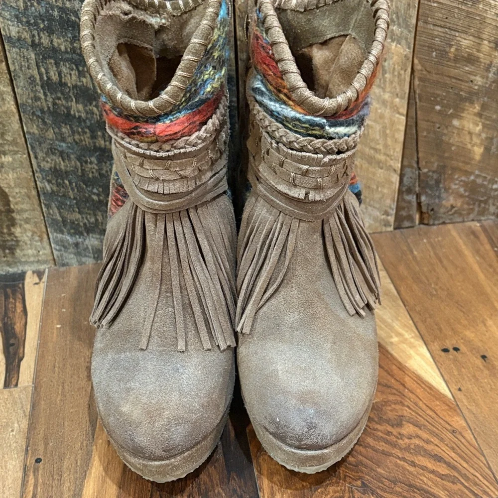 Naughty Monkey Multicolor Fringed Heeled Boots - Picture 3 of 12